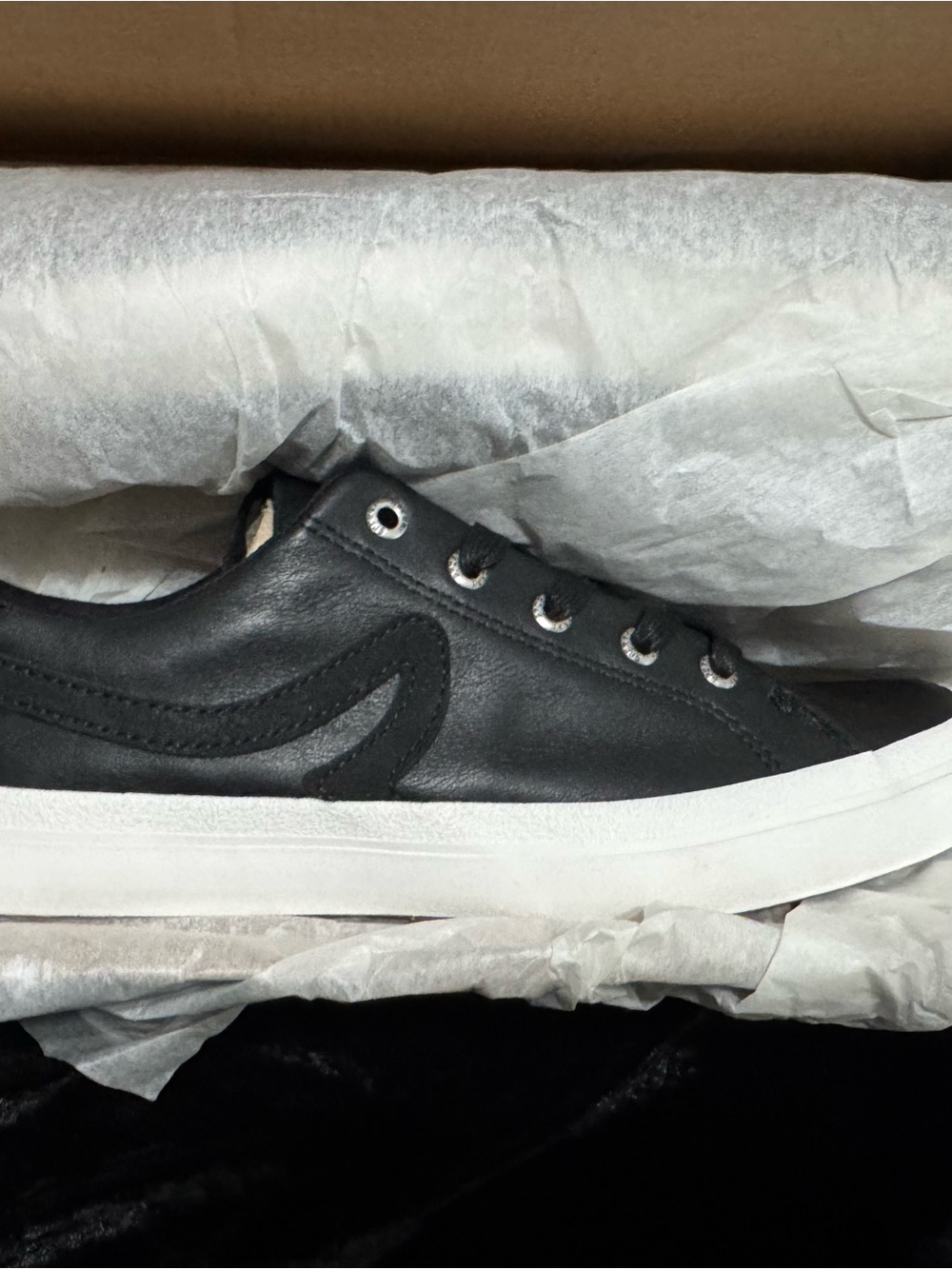Sperry Black Leather Low-Top Sneaker with White Sole